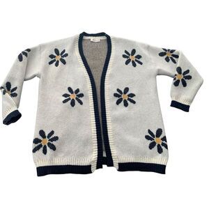 NEW Mello LA Anthropologie FLORAL white OPEN Cardigan SWEATER sz S